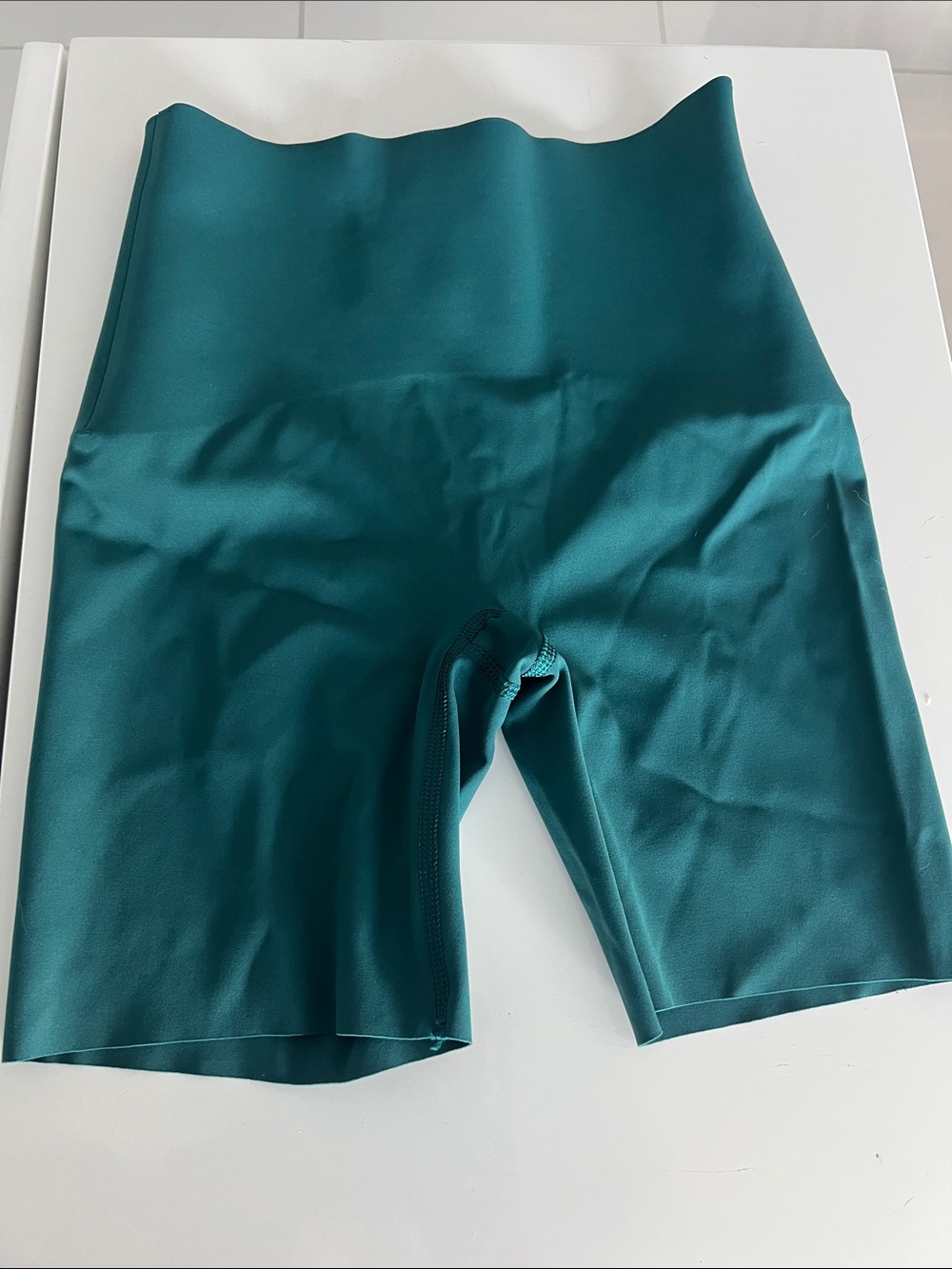 SPANX XS High-Waist Teal Bike Shorts. EUC.